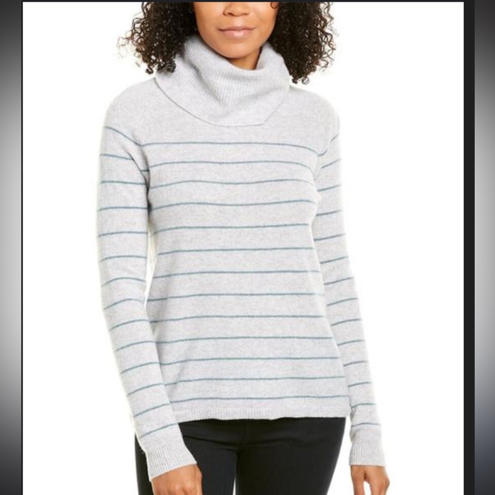 LILLA P Cashmere Striped Turtleneck Sweater Sz XS